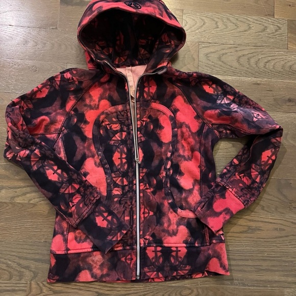 lululemon athletica Tops - lululemon Vibrant Red Black full zip Hoodie sweatshirt sz 10